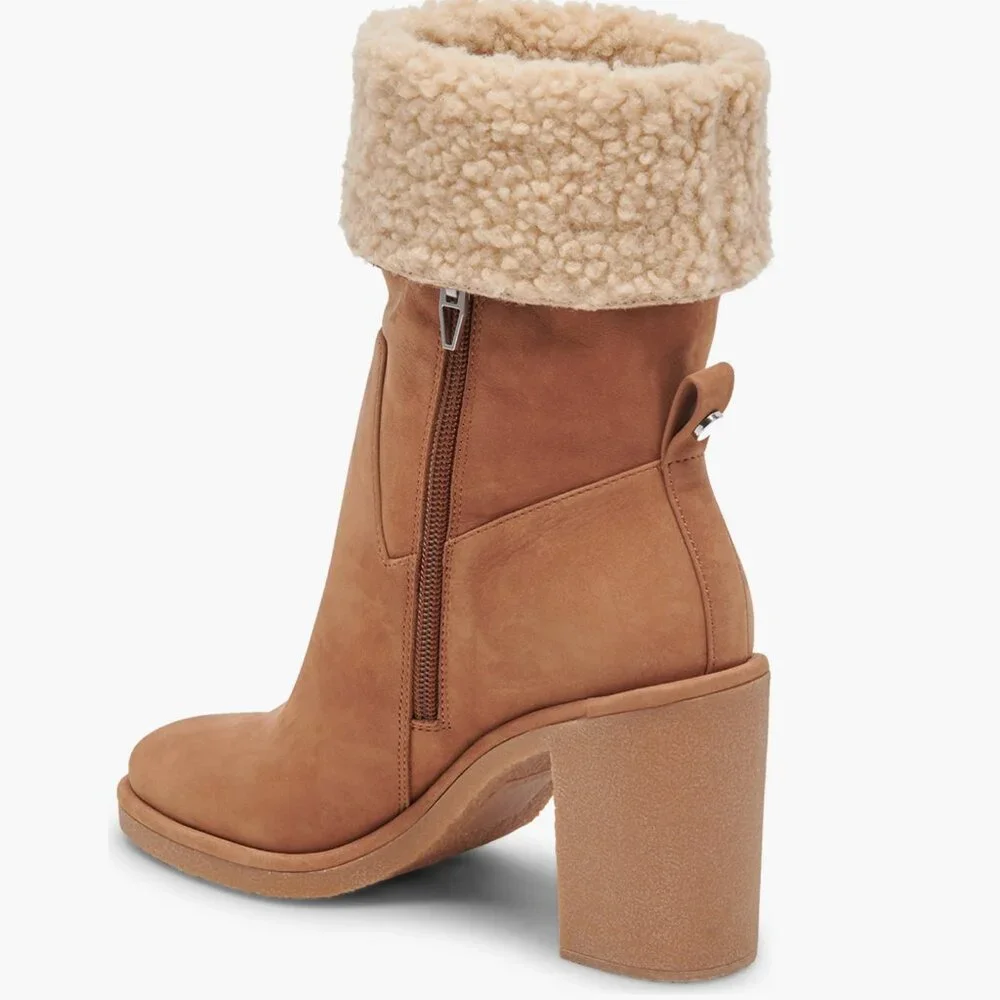 Dolce Vita Caddie Plush Boots Praline 7.5 Sherpa Lined Slouchy Après Ski Boho